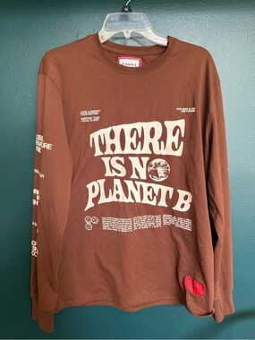 CHNGE Brown "There Is No Planet B" Long-Sleeve Graphic Tee